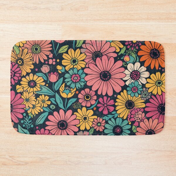 Item preview, Retro vibrant flowers designed and sold by uunaa.