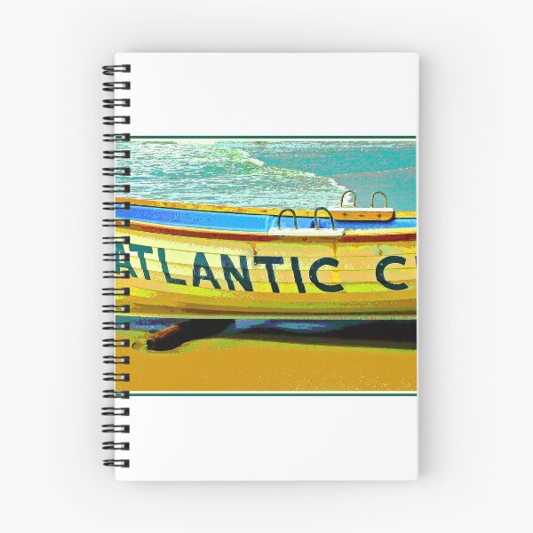 Item preview, Atlantic City, New Jersey, Lifeboat on the Beach by the Atlantic Ocean, 1993, Surf and Sand, Digital Illustration designed and sold by AMacGPhilly.