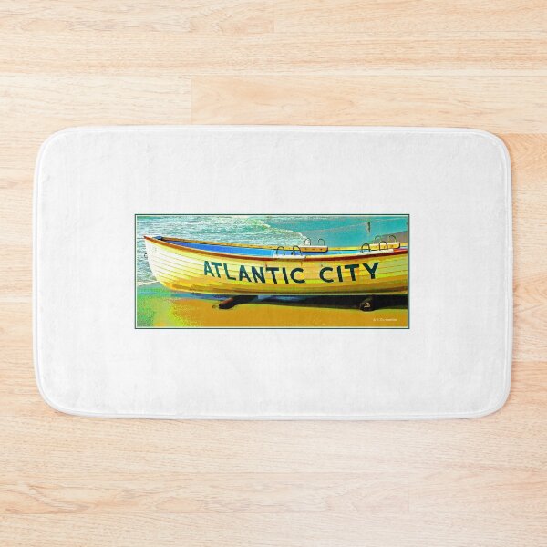 Item preview, Atlantic City, New Jersey, Lifeboat on the Beach by the Atlantic Ocean, 1993, Surf and Sand, Digital Illustration designed and sold by AMacGPhilly.