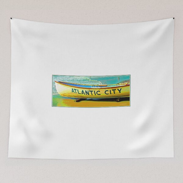 Item preview, Atlantic City, New Jersey, Lifeboat on the Beach by the Atlantic Ocean, 1993, Surf and Sand, Digital Illustration designed and sold by AMacGPhilly.