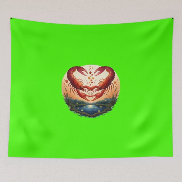Item preview, Crawfish Heart Sunset Illustration designed and sold by AbanoubStore.