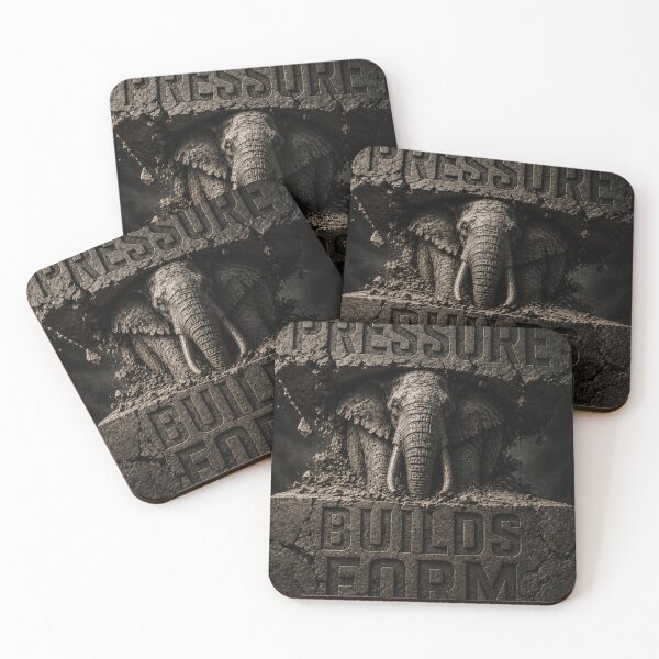 Item preview, Founder Resilience Pressure Builds Form Elephant Tectonic Noir Art Print designed and sold by SavannaStrikes.