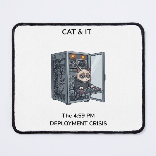 Item preview, Funny Developer Gift The 4:59 PM Deployment Crisis Cat  DevOps Humor Shirt Friday Deploy Programmer Gift designed and sold by Dev Mode.