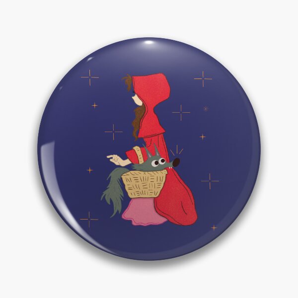 Item preview, Little Red — Fairy Tale Folk Art Illustration Red Riding Hood Wolf in Basket designed and sold by Whimsy Moth .