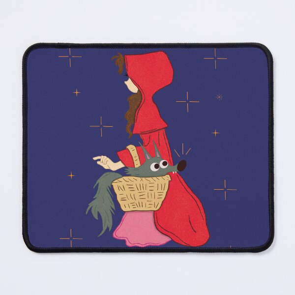 Item preview, Little Red — Fairy Tale Folk Art Illustration Red Riding Hood Wolf in Basket designed and sold by Whimsy Moth .