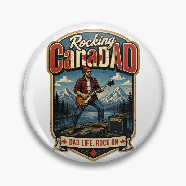 Item preview, Rocking CanaDAD Dad Life Rock On Retro Guitar Badge designed and sold by CanaDAD.Store.