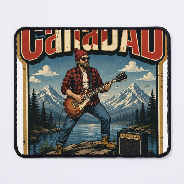 Item preview, Rocking CanaDAD Dad Life Rock On Retro Guitar Badge designed and sold by CanaDAD.Store.