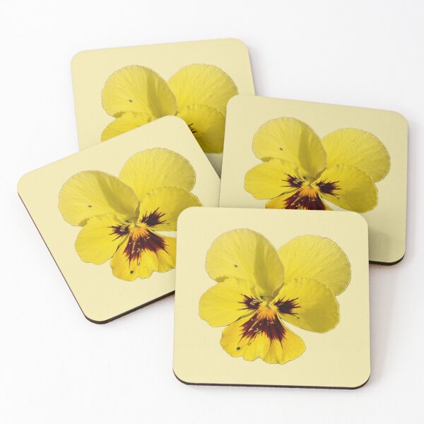 Item preview, Yellow Tricolor Pansy Blossom Isolated on Cream Background designed and sold by BalkanBloom.