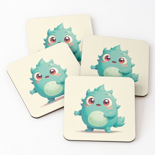 Item preview, Green Kawaii Space Monster with Horns – Cute Alien Creature Design designed and sold by MerlinWear.