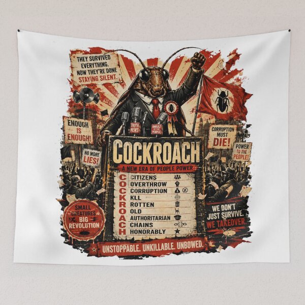 Item preview, COCKROACH Janata Party Satirical Political Poster designed and sold by ArtsyExplorer.