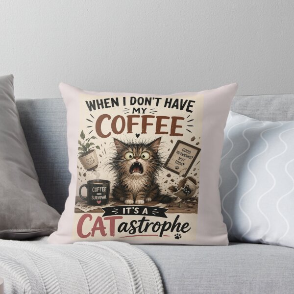 Aperçu de l'œuvre Quand je n'ai pas mon café, c'est la CATastronomie ! Chat drôle et amateur de café créée et vendue par NapoliApparel.