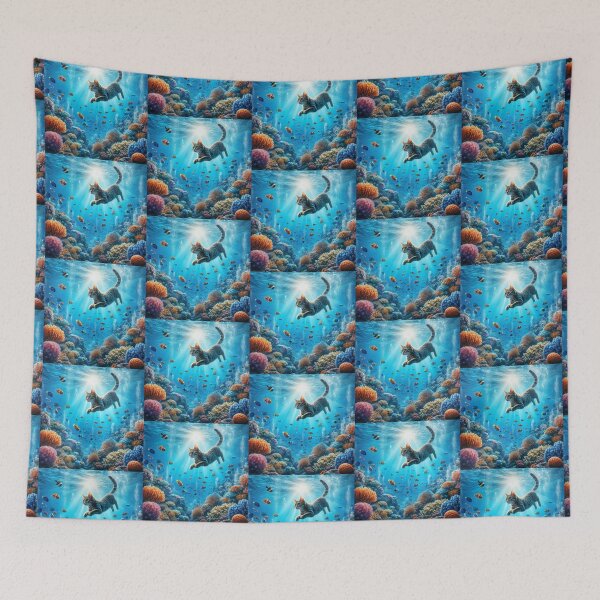Item preview, Underwater Cat – Surreal Ocean Fantasy designed and sold by Dogandesighn.