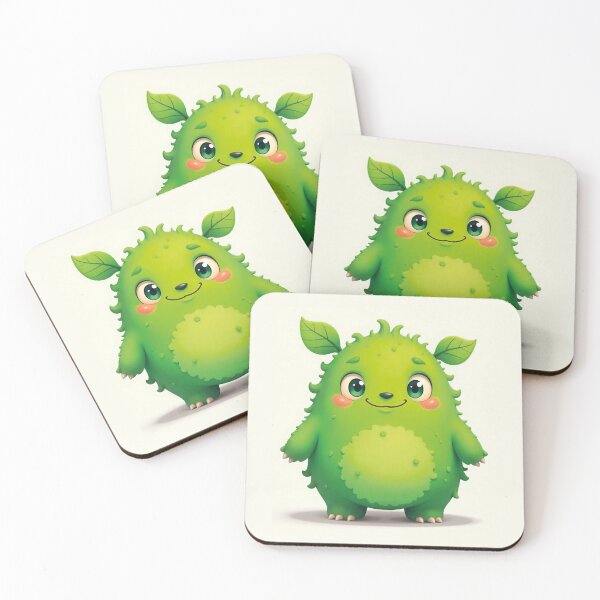 Item preview, Green Kawaii Space Monster with Leaves – Cute Nature Alien Design designed and sold by MerlinWear.