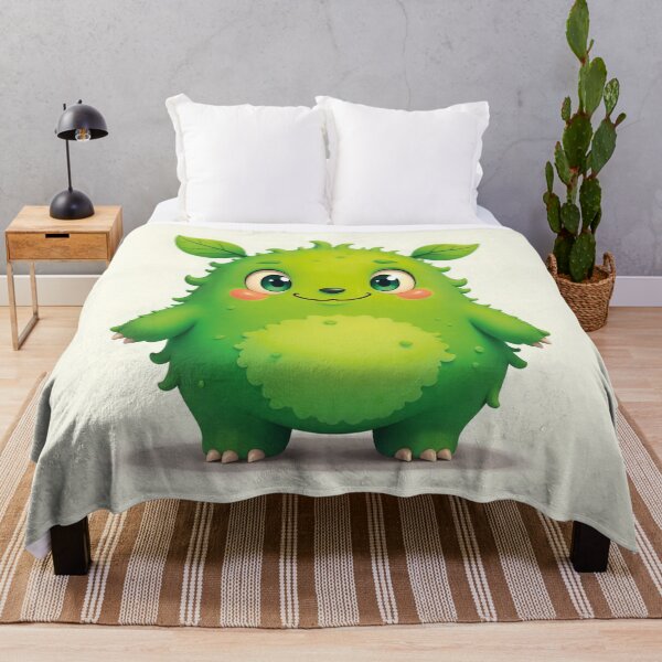 Item preview, Green Kawaii Space Monster with Leaves – Cute Nature Alien Design designed and sold by MerlinWear.