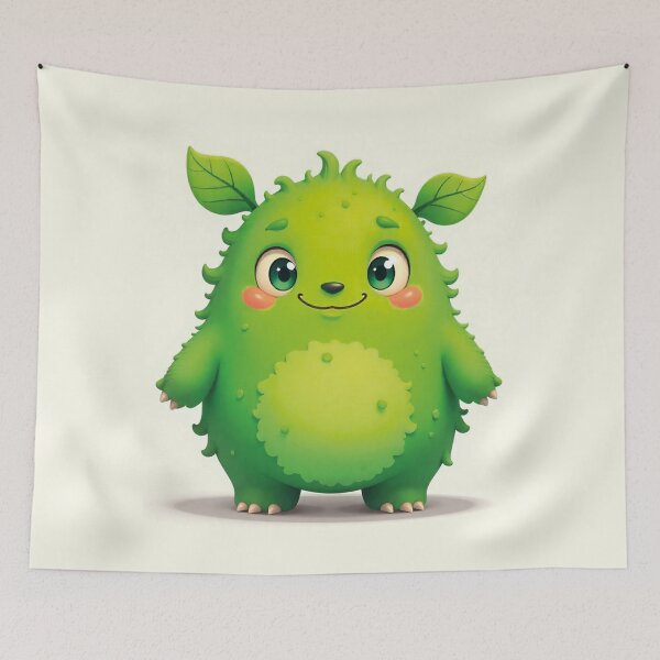 Item preview, Green Kawaii Space Monster with Leaves – Cute Nature Alien Design designed and sold by MerlinWear.