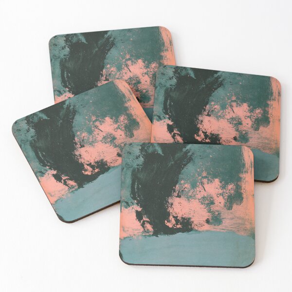 Item preview, Coral & Deep Teal Abstract No.11 | Textured Art designed and sold by SlowRegardArt.