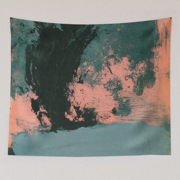 Item preview, Coral & Deep Teal Abstract No.11 | Textured Art designed and sold by SlowRegardArt.