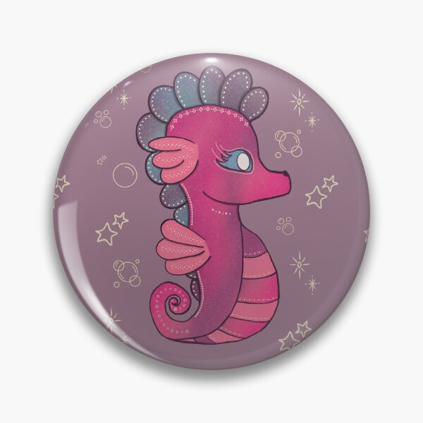 Item preview, Punky Seahorse — Hot Pink Whimsical Seahorse Folk Art Illustration designed and sold by Whimsy Moth .
