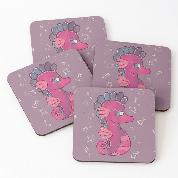 Artikelvorschau, Punky Seahorse – Verspielte Seepferdchen-Illustration in leuchtendem Pink im Stil der Volkskunst entworfen und verkauft von Whimsy Moth .