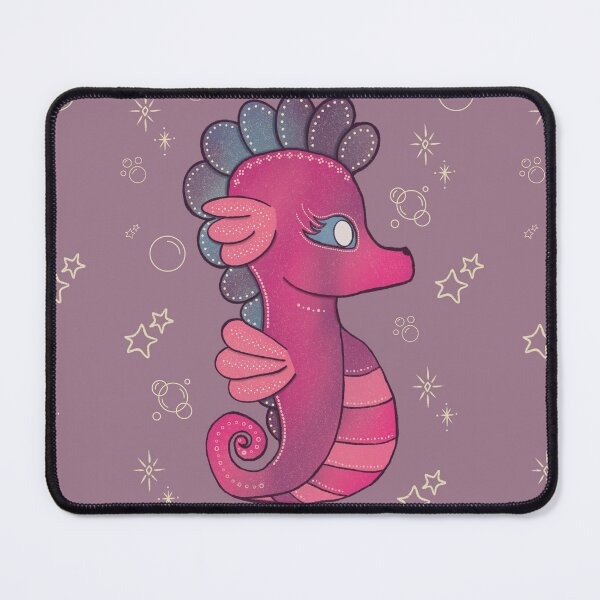 Item preview, Punky Seahorse — Hot Pink Whimsical Seahorse Folk Art Illustration designed and sold by Whimsy Moth .