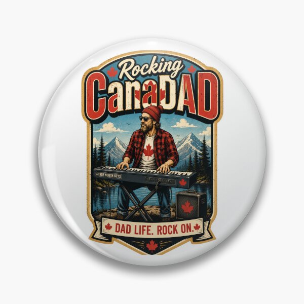 Item preview, Rocking CanaDAD Dad Life Rock On Retro Keyboard Badge designed and sold by CanaDAD.Store.