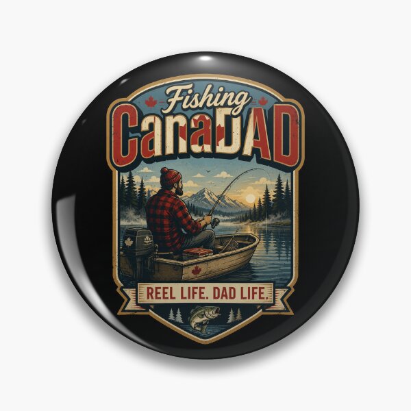 Item preview, Fishing CanaDAD Reel Life Dad Life Retro Badge designed and sold by CanaDAD.Store.