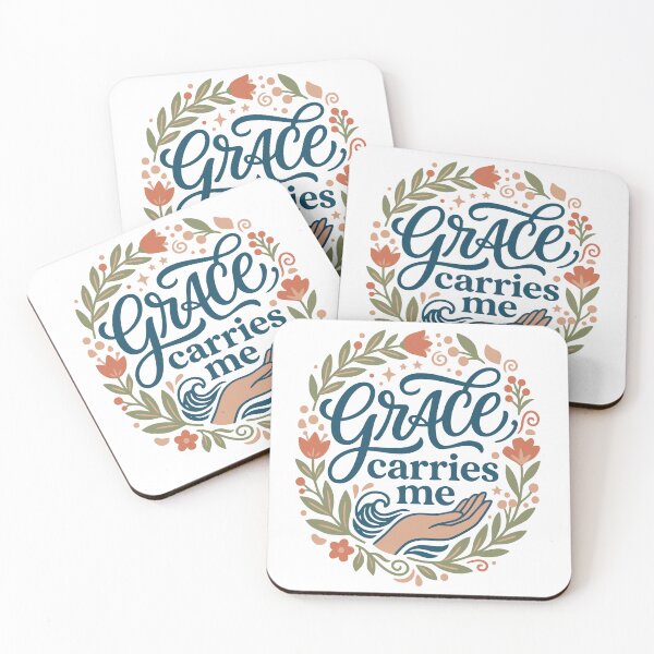 Item preview, Grace Carries Me Floral Faith Quote Design designed and sold by camisagrafica.