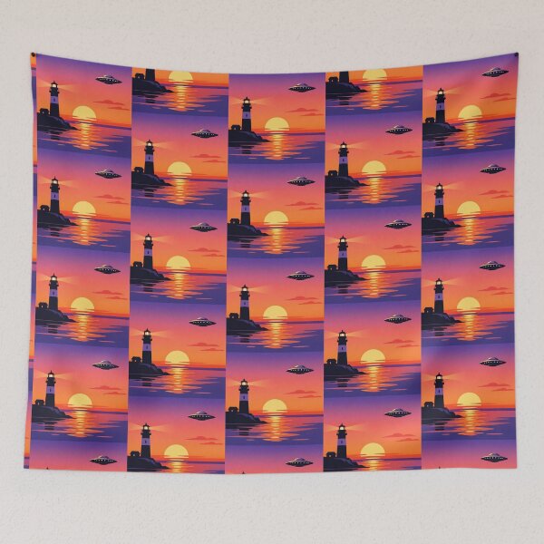 Item preview, Lighthouse Encounter – Sci-Fi Sunset Design designed and sold by Dogandesighn.