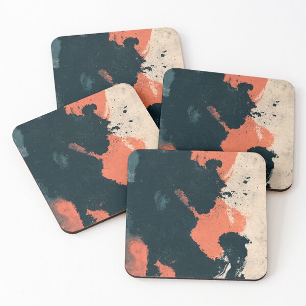 Item preview, Teal & Coral Divide No.12 | Textured Abstract designed and sold by SlowRegardArt.