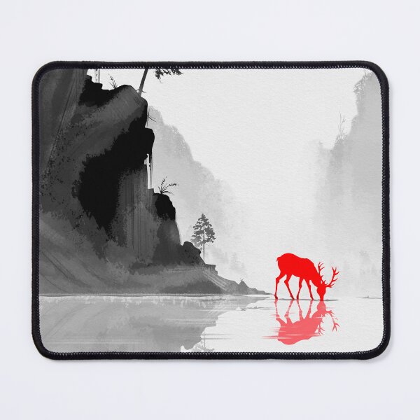 Item preview, Silent Hunt – Minimalist Dark Fantasy Wolf and Red Deer designed and sold by Ola-urb.