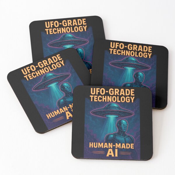Item preview, UFO-Grade Technology • Human-Made AI • Retro Sci-Fi Alien Tech Art designed and sold by OrbitOfMind.