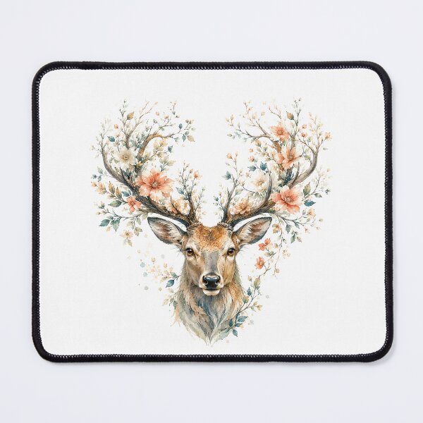 Item preview, Deer Floral Antlers Watercolor Art, Whimsical Forest Spirit Botanical Stag Print designed and sold by Panom Suavichien.