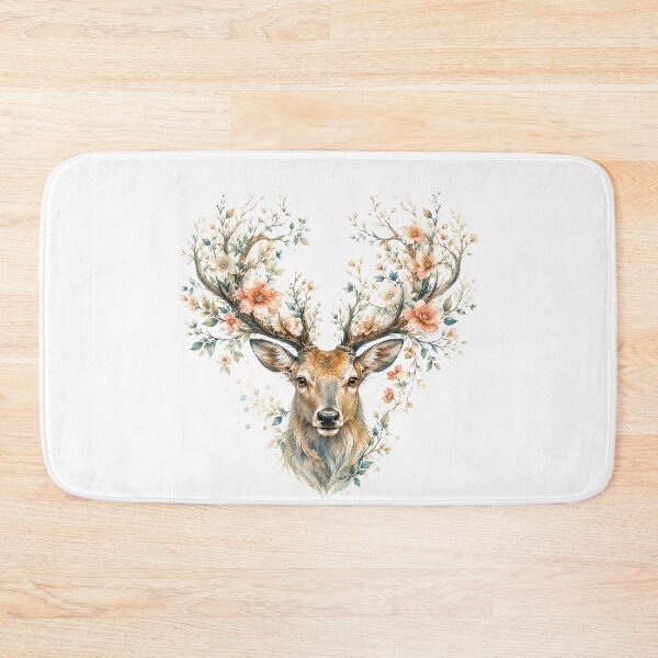 Item preview, Deer Floral Antlers Watercolor Art, Whimsical Forest Spirit Botanical Stag Print designed and sold by Panom Suavichien.