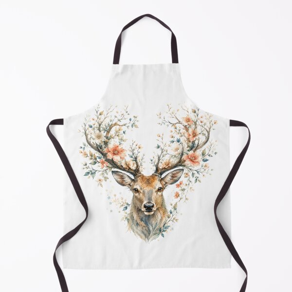 Item preview, Deer Floral Antlers Watercolor Art, Whimsical Forest Spirit Botanical Stag Print designed and sold by Panom Suavichien.