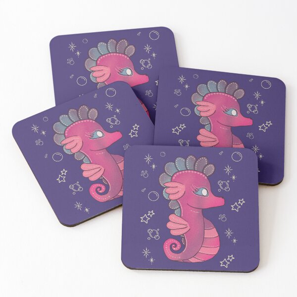 Artikelvorschau, Punky Seahorse – Verspielte Seepferdchen-Illustration in leuchtendem Pink im Stil der Volkskunst entworfen und verkauft von Whimsy Moth .
