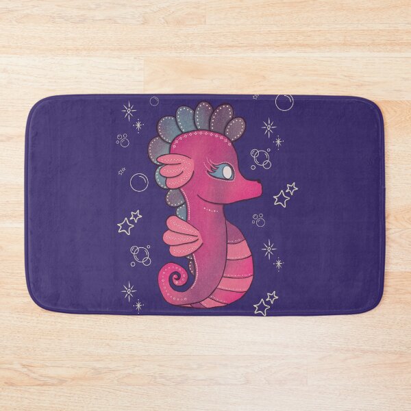 Item preview, Punky Seahorse — Hot Pink Whimsical Seahorse Folk Art Illustration designed and sold by Whimsy Moth .