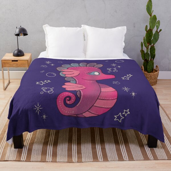 Item preview, Punky Seahorse — Hot Pink Whimsical Seahorse Folk Art Illustration designed and sold by Whimsy Moth .