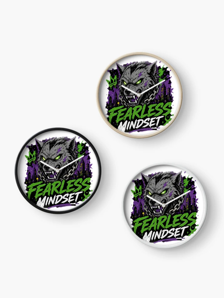 Thumbnail 3 of 4, Clock, Fearless Mindset designed and sold by Aether-Pixels.