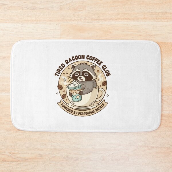 Artikelvorschau, Lustiges Retro-Design für Kaffeeliebhaber: Tired Raccoon Coffee Club entworfen und verkauft von BigLove Animals.
