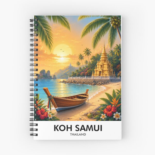Item preview, Koh Samui Thailand Retro Travel Print designed and sold by HomeLivingCo.