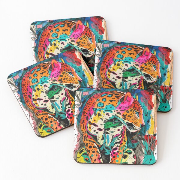 Item preview, Chromatic Jungle Jaguar Art Ink - Neo-Expressionist designed and sold by etermagico.