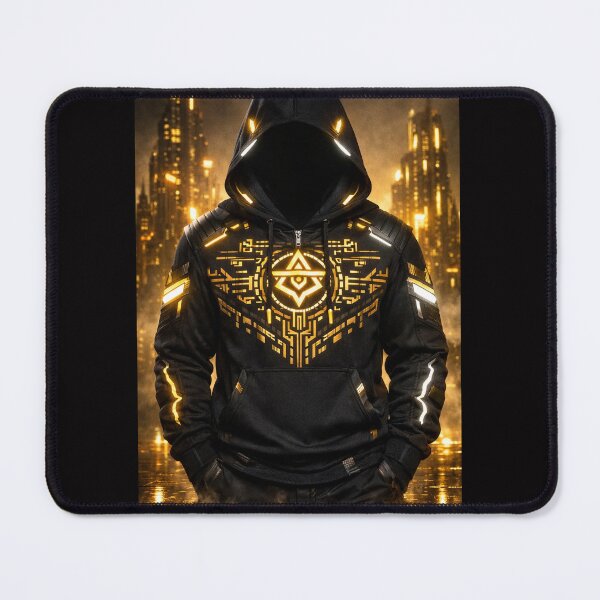 Item preview, Cyberpunk Techwear Hacker – Neon Gold Grid Hoodie designed and sold by ikonicgallery.
