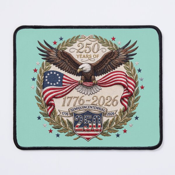 Item preview, 250 Years of Freedom US 250th Anniversary Faux Embroidery Eagle designed and sold by BreezifyDesignStudio.