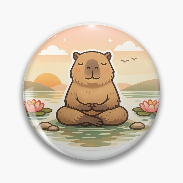 Item preview, Peaceful Meditating Capybara At Sunset designed and sold by ArtOnStitch.