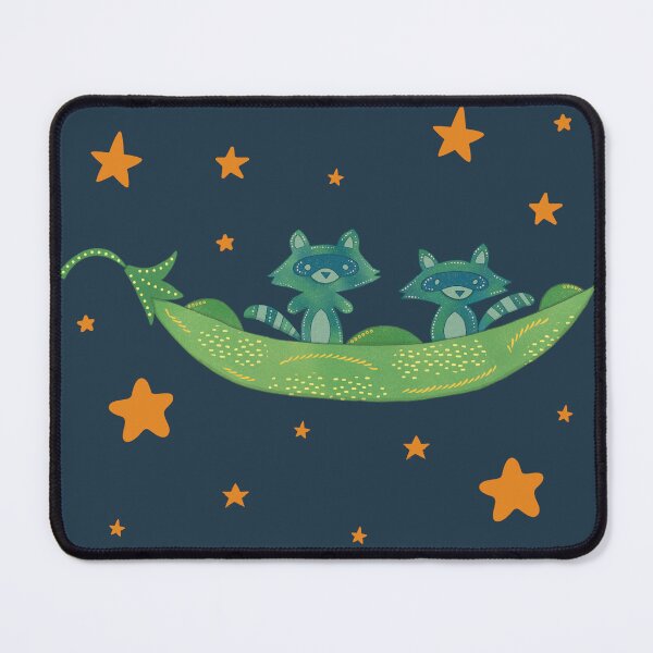 Item preview, Raccoon Sisters — Two Raccoons in a Pea Pod Folk Art Illustration Best Friends Art designed and sold by Whimsy Moth .