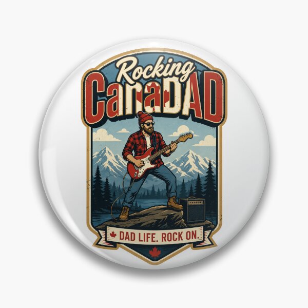 Item preview, Rocking CanaDAD Retro Canadian Guitar Dad Badge designed and sold by CanaDAD.Store.