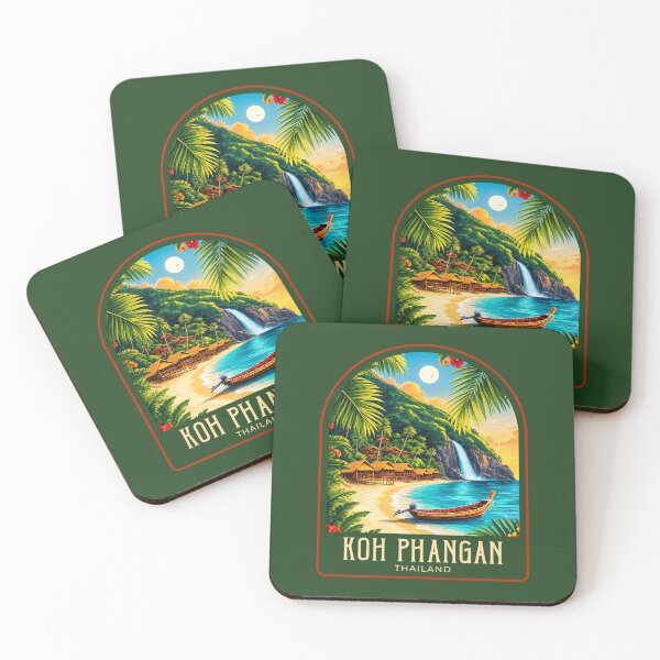 Item preview, Koh Phangan Vintage Travel Illustration designed and sold by HomeLivingCo.