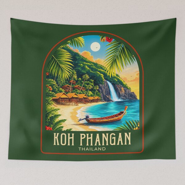 Item preview, Koh Phangan Vintage Travel Illustration designed and sold by HomeLivingCo.