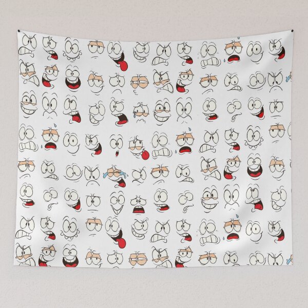 Item preview, Retro Cartoon Expressions Pattern - Funny Comic Faces designed and sold by gokhanuzen.
