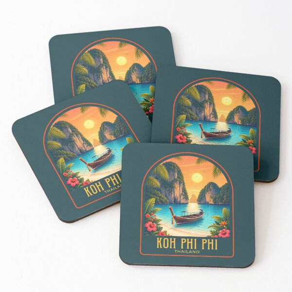 Item preview, Koh Phi Phi Vintage Travel Illustration designed and sold by HomeLivingCo.